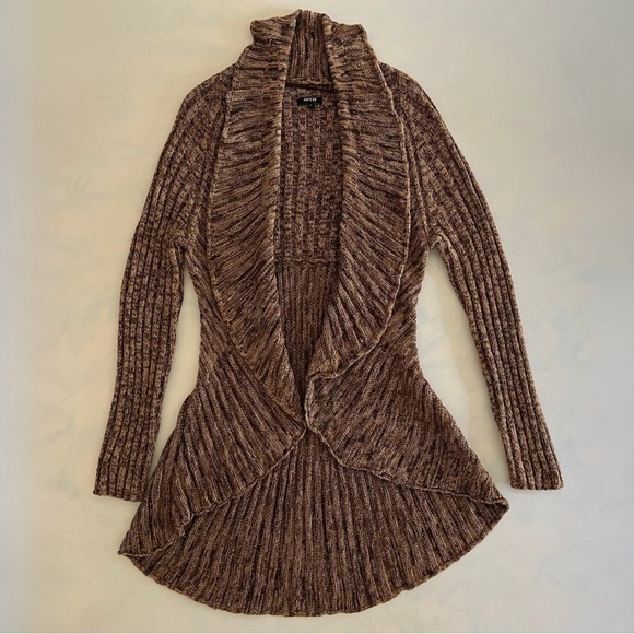 Apt 9 Brown Knit Shawl Long Sleeve Cardigan Sweater - Picture 1 of 6
